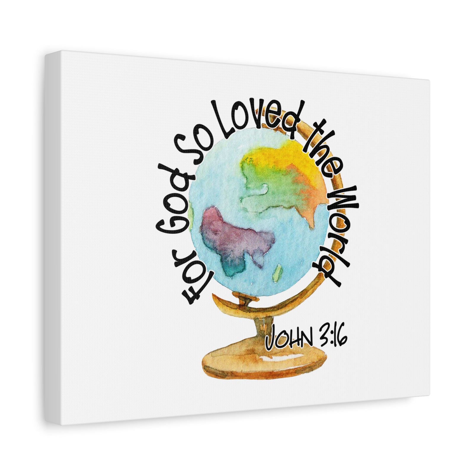 Scripture Canvas For God So Loved The World John 3:16 Christian Wall Art Bible Verse Print Ready to Hang-Express Your Love Gifts