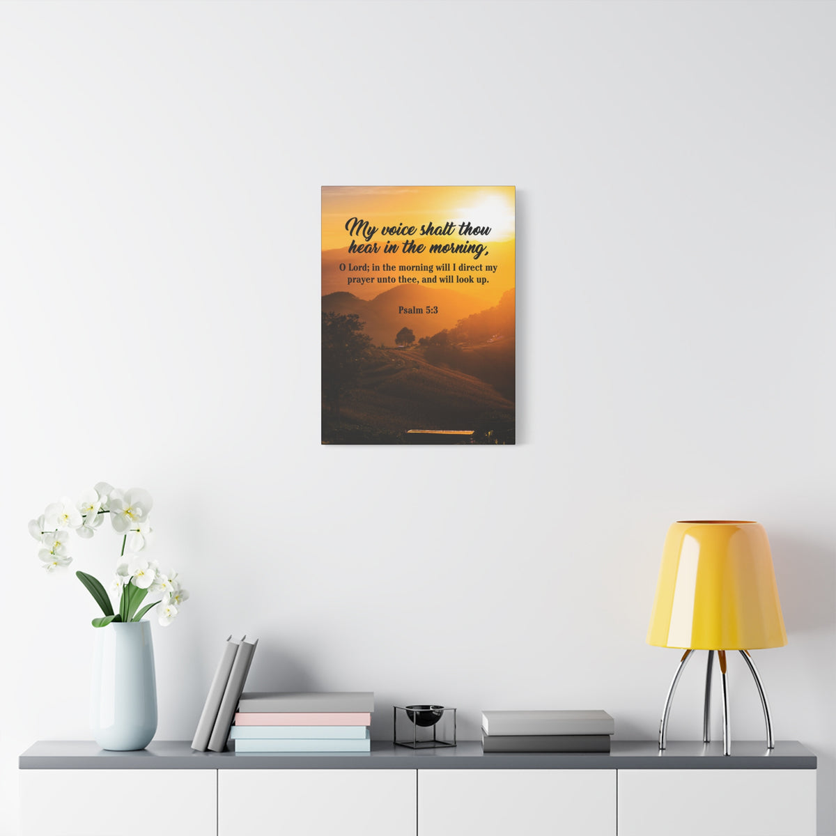 Bible Verse Canvas Morning Prayer Psalm 5:3 Christian Home Decor Scripture Art-Express Your Love Gifts