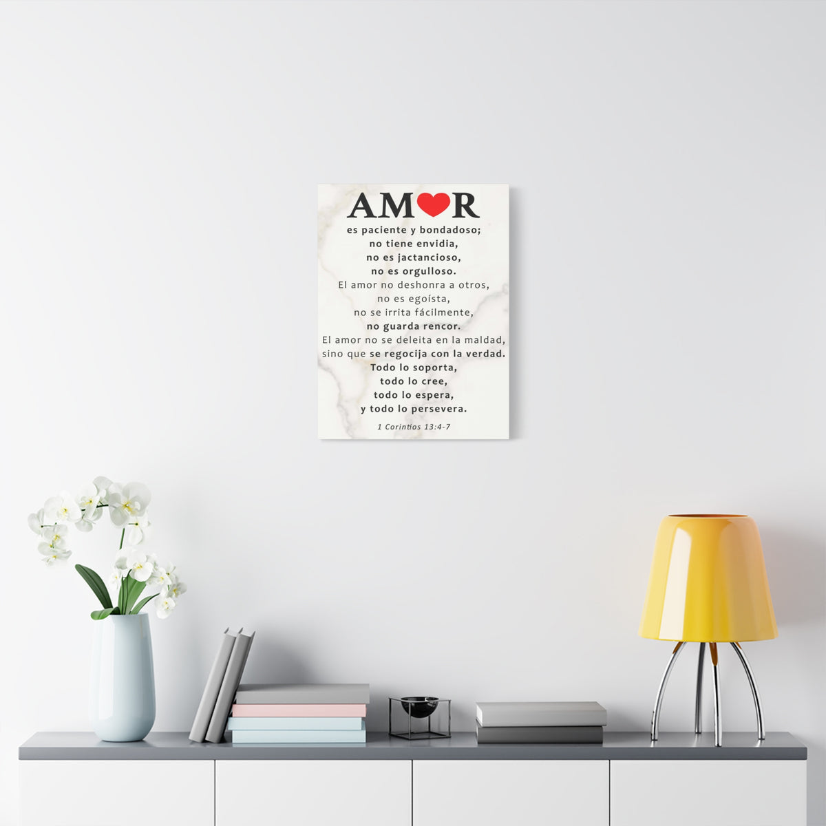 Scripture Walls Amor 1 Corintios 13:4-7 Bible Verse Canvas Christian Wall Art Ready to Hang Unframed-Express Your Love Gifts