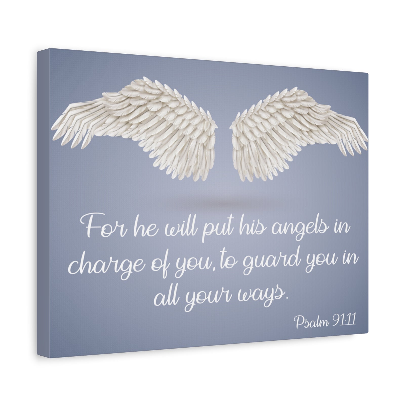 Bible Verse Canvas God's Angels Psalm 91:11 Christian Home Décor Wall Art Scripture Ready to Hang Faith Print-Express Your Love Gifts