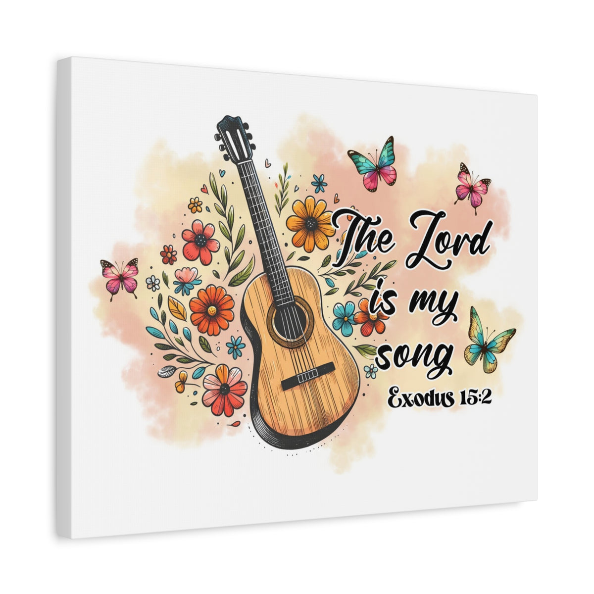 Scripture Walls Exodus 15:2 The Lord is My Song Bible Verse Canvas Christian Wall Art Ready to Hang Unframed-Express Your Love Gifts