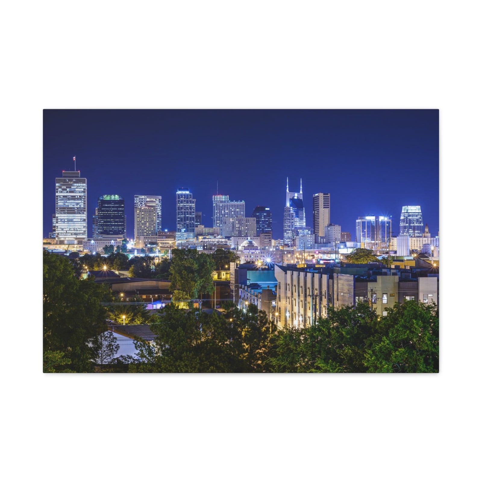 Nashville Night Skyline Canvas Artwork High-Quality Breathtaking Stunning Cityscape for Home Decor Ready to Hang-Express Your Love Gifts