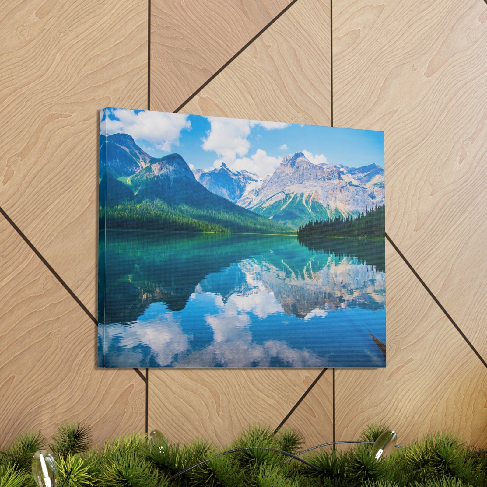 Mountain Lake Winter Nature Wilderness Photography Canvas Wall Art for Home Decor Ready-to-Hang-Express Your Love Gifts