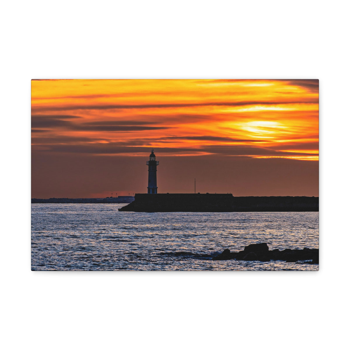 Sunset with Lighthouse Forest Floral Nature Photography Canvas Wall Art for Home Decor Ready-to-Hang-Express Your Love Gifts