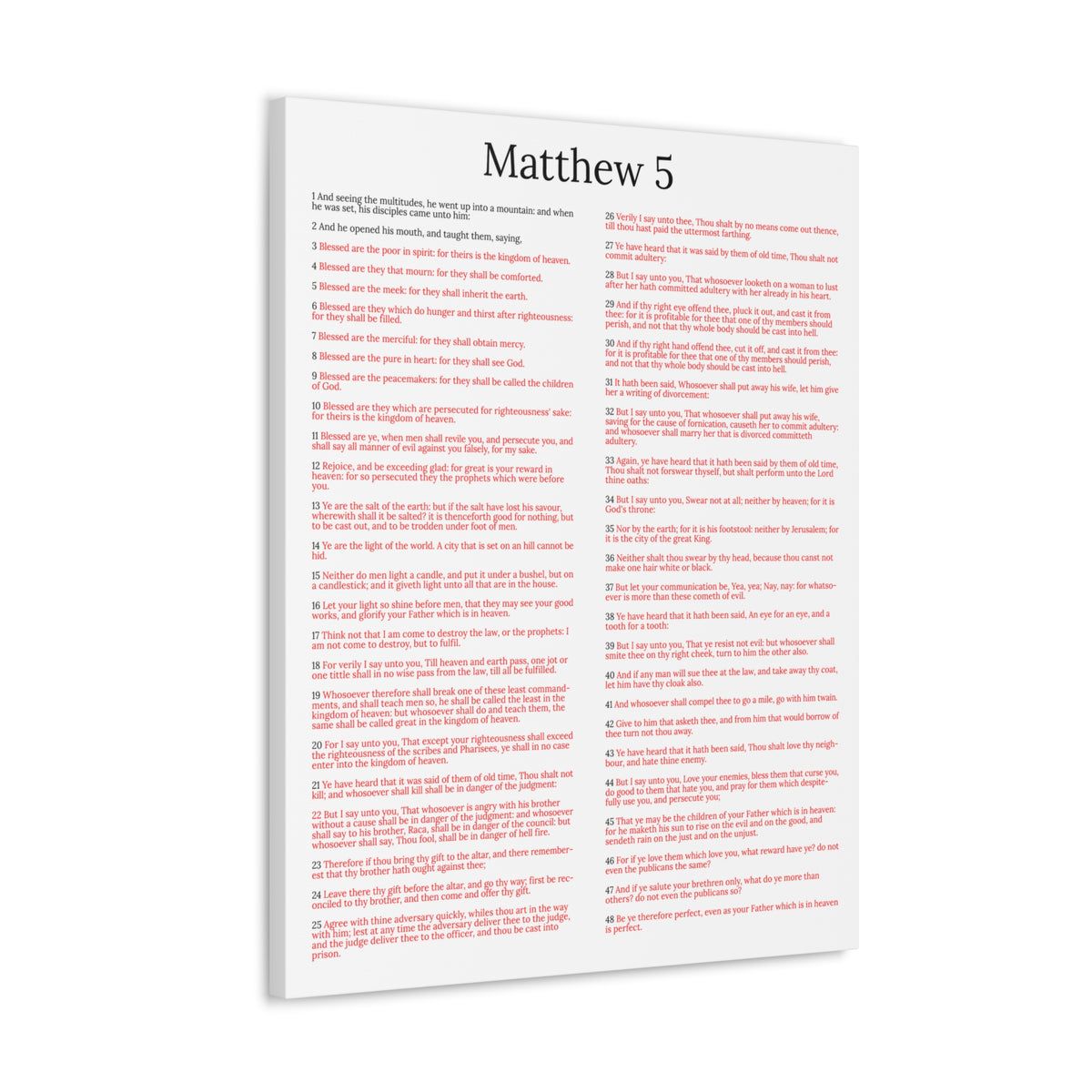 Scripture Walls Sermon on the Mount Matthew 5 White Christian Wall Art Print Ready to Hang Unframed-Express Your Love Gifts