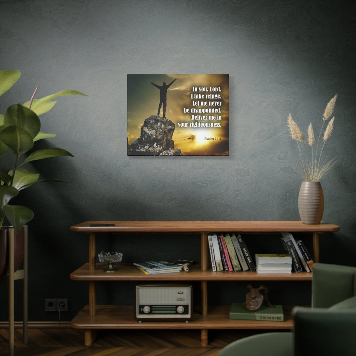 Scripture Canvas Never Be Disappointed Psalm 31:1 Christian Wall Art Bible Verse Print Ready to Hang-Express Your Love Gifts