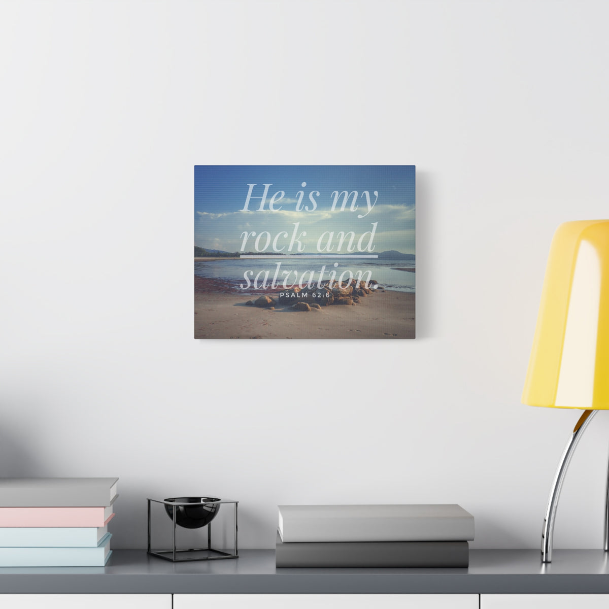 Scripture Canvas My Rock And Salvation Psalm 62:6 Christian Wall Art Bible Verse Print Ready to Hang-Express Your Love Gifts