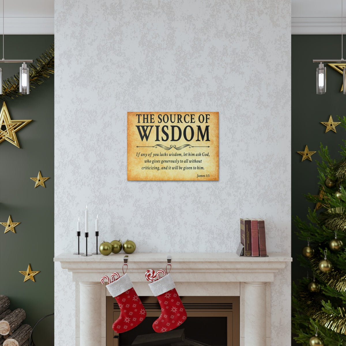 Scripture Walls James 1:5 The Source of Wisdom Gold Bible Verse Canvas Christian Wall Art Ready to Hang Unframed-Express Your Love Gifts