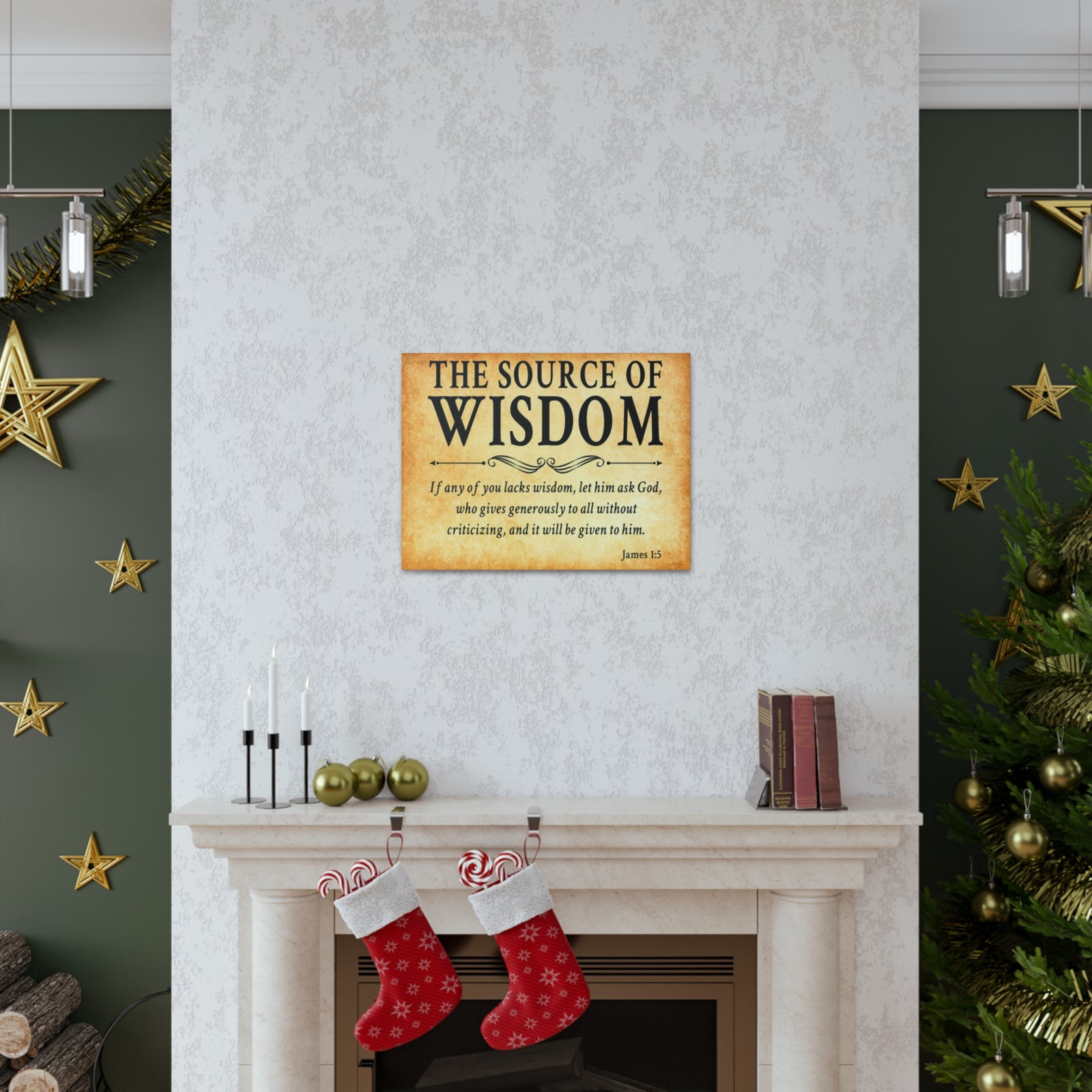 Scripture Walls James 1:5 The Source of Wisdom Gold Bible Verse Canvas Christian Wall Art Ready to Hang Unframed-Express Your Love Gifts