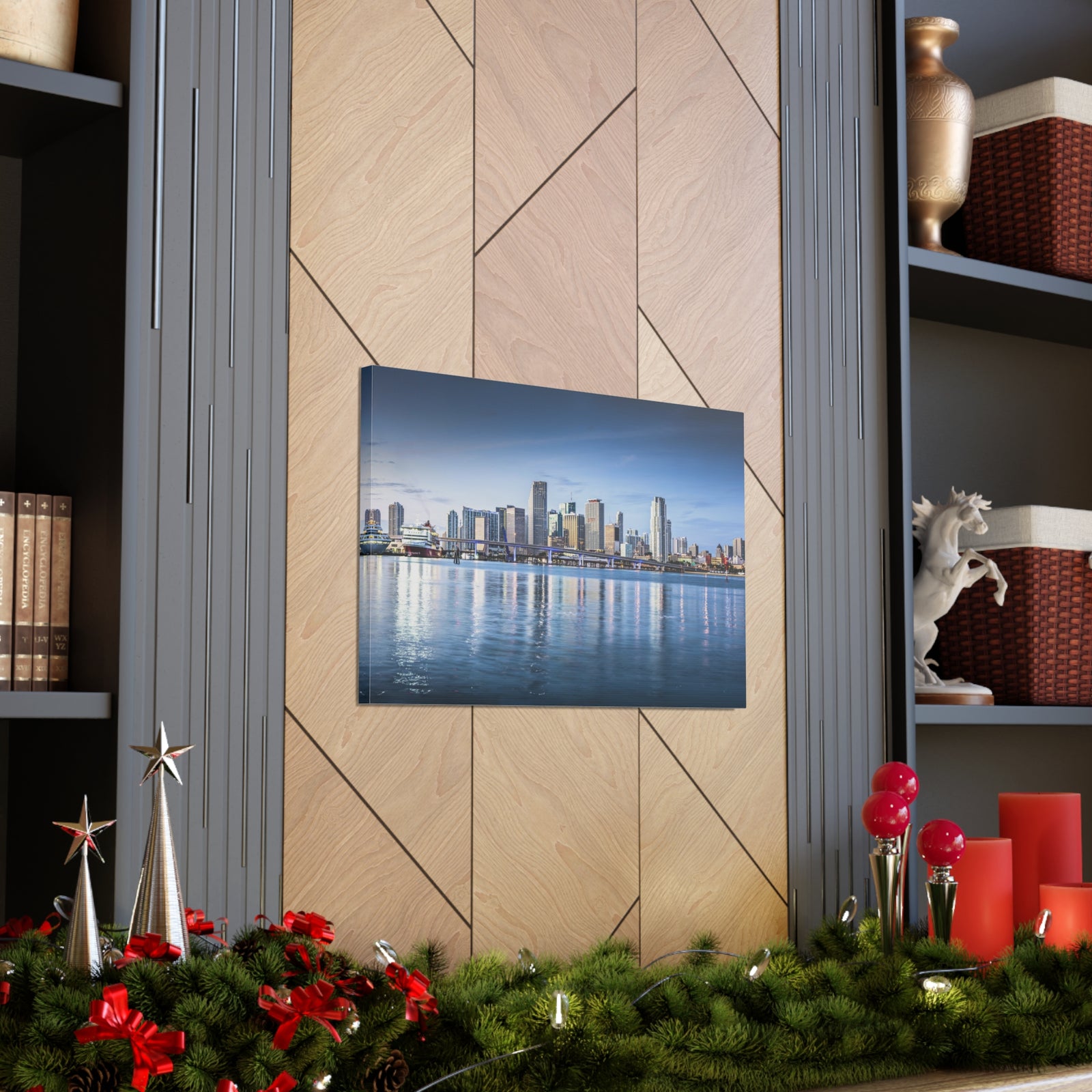 Miami Daytime Skyline Canvas Artwork High-Quality Breathtaking Stunning Cityscape for Home Decor Ready to Hang-Express Your Love Gifts