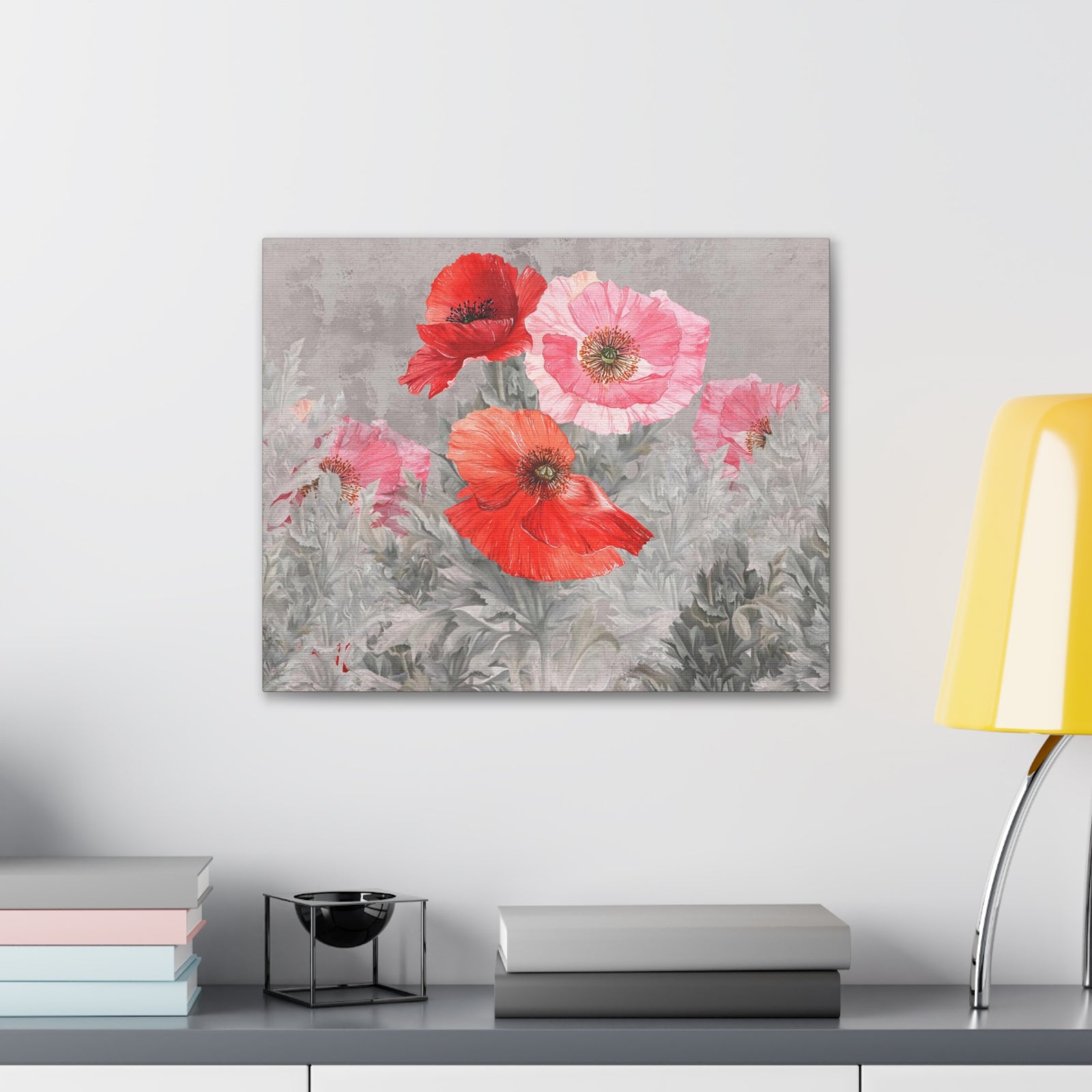 Poppies Flowers Illustration Flower Canvas Wall Art for Home Decor Ready-to-Hang-Express Your Love Gifts