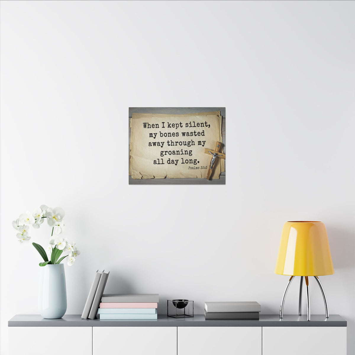 Scripture Walls All Day Long Psalms 32:3 Bible Verse Canvas Christian Wall Art Ready to Hang-Express Your Love Gifts