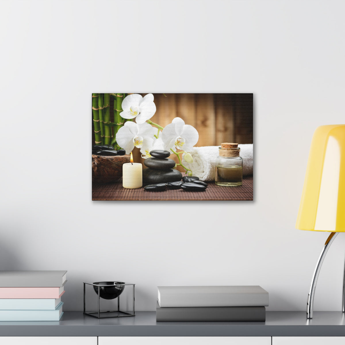 White Orchid and Bamboo Forest Floral Nature Photography Canvas Wall Art for Home Decor Ready-to-Hang-Express Your Love Gifts