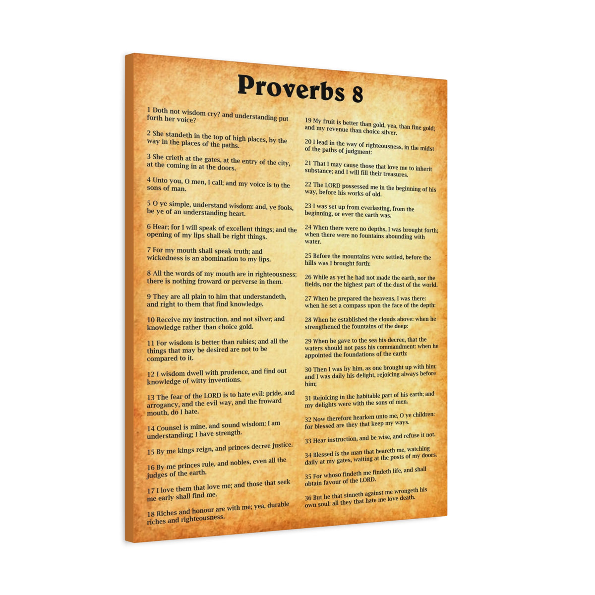 Scripture Walls Proverbs Chapter 8 Gold Bible Canvas Christian Wall Art Ready to Hang Unframed-Express Your Love Gifts