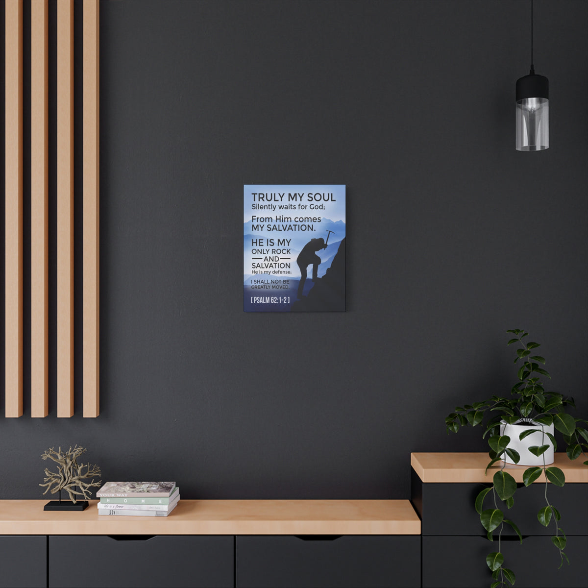 Scripture Canvas Rock And Salvation Psalm 62:1-2 Christian Wall Art Bible Verse Print Ready to Hang-Express Your Love Gifts