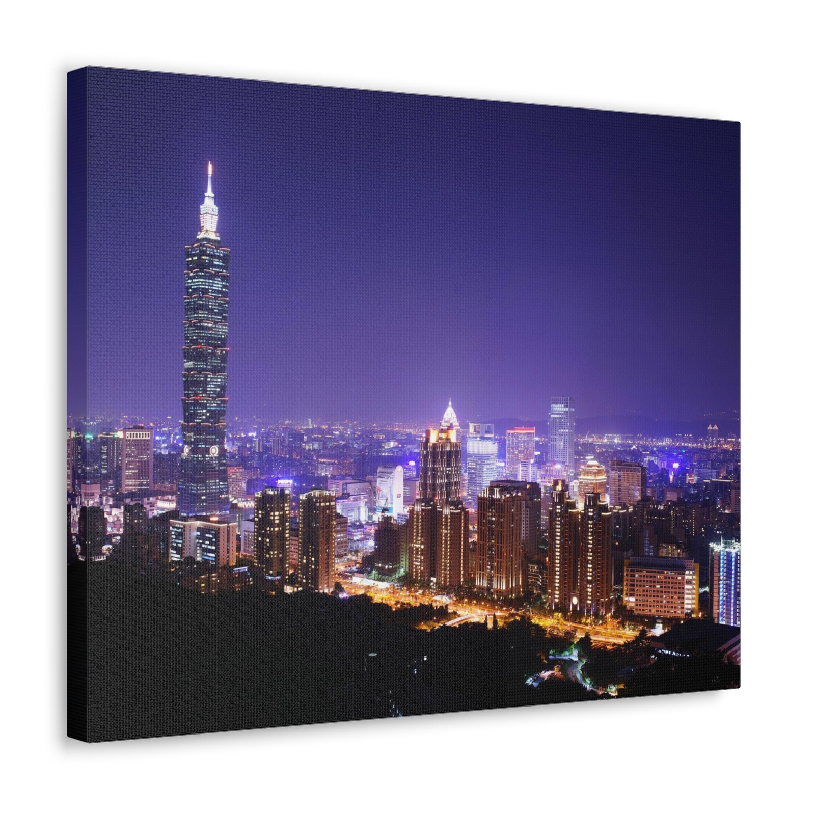 Taipei Night Skyline Canvas Artwork High-Quality Breathtaking Stunning Cityscape for Home Decor Ready to Hang-Express Your Love Gifts
