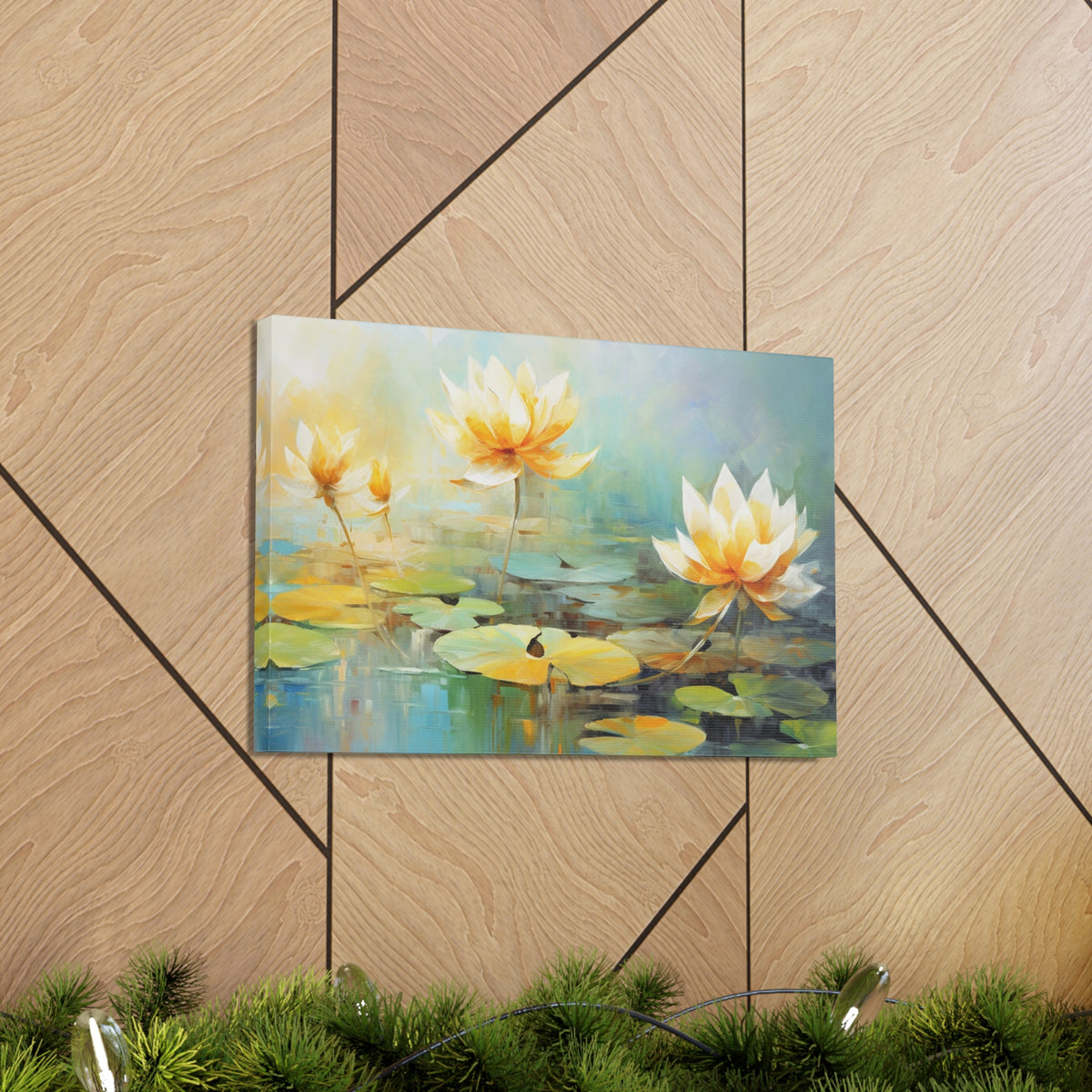 Hand-painted Lotus Flower Canvas Wall Art for Home Decor Ready-to-Hang-Express Your Love Gifts