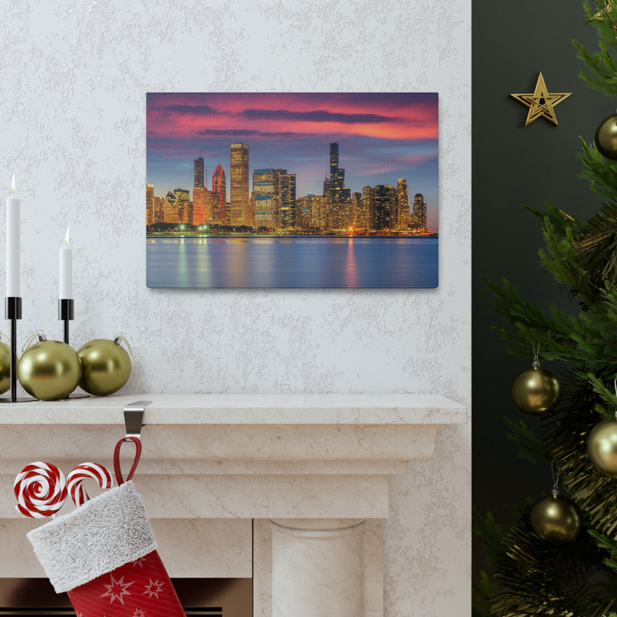 Las Vegas Night Skyline Canvas Artwork High-Quality Breathtaking Stunning Cityscape for Home Decor Ready to Hang-Express Your Love Gifts