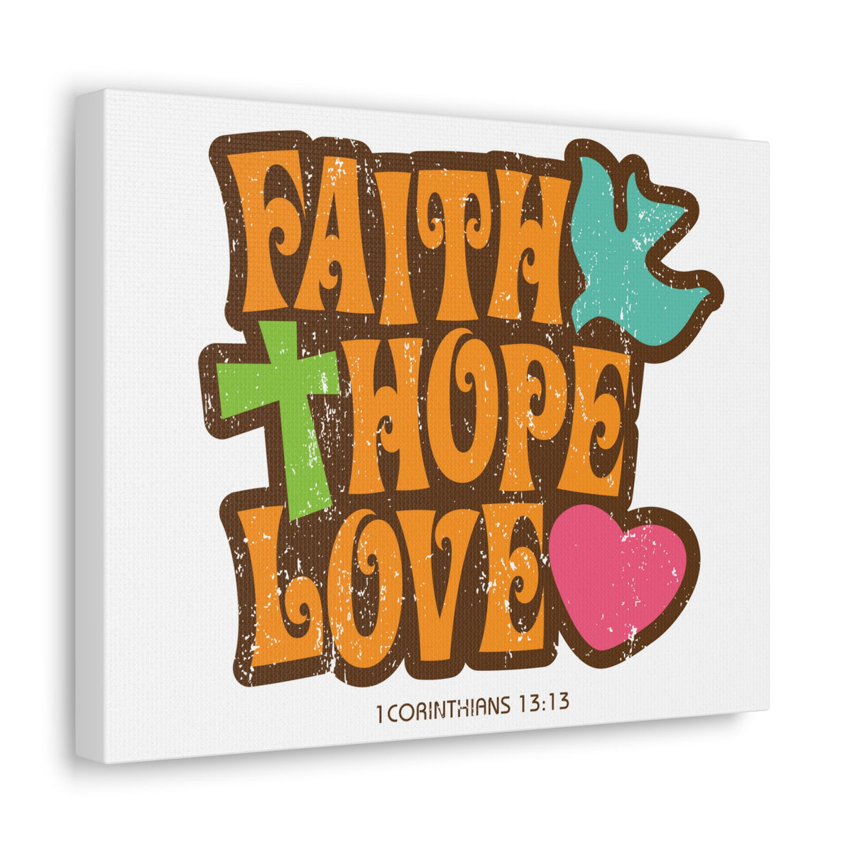 Scripture Canvas Faith Love Hope 1 Corinthians 13:13 Christian Wall Art Bible Verse Print Ready To Hang-Express Your Love Gifts
