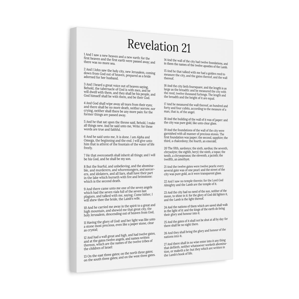 Scripture Walls Revelation 21 Chapter New Heaven and New Earth White Christian Wall Art Print Ready to Hang Unframed-Express Your Love Gifts