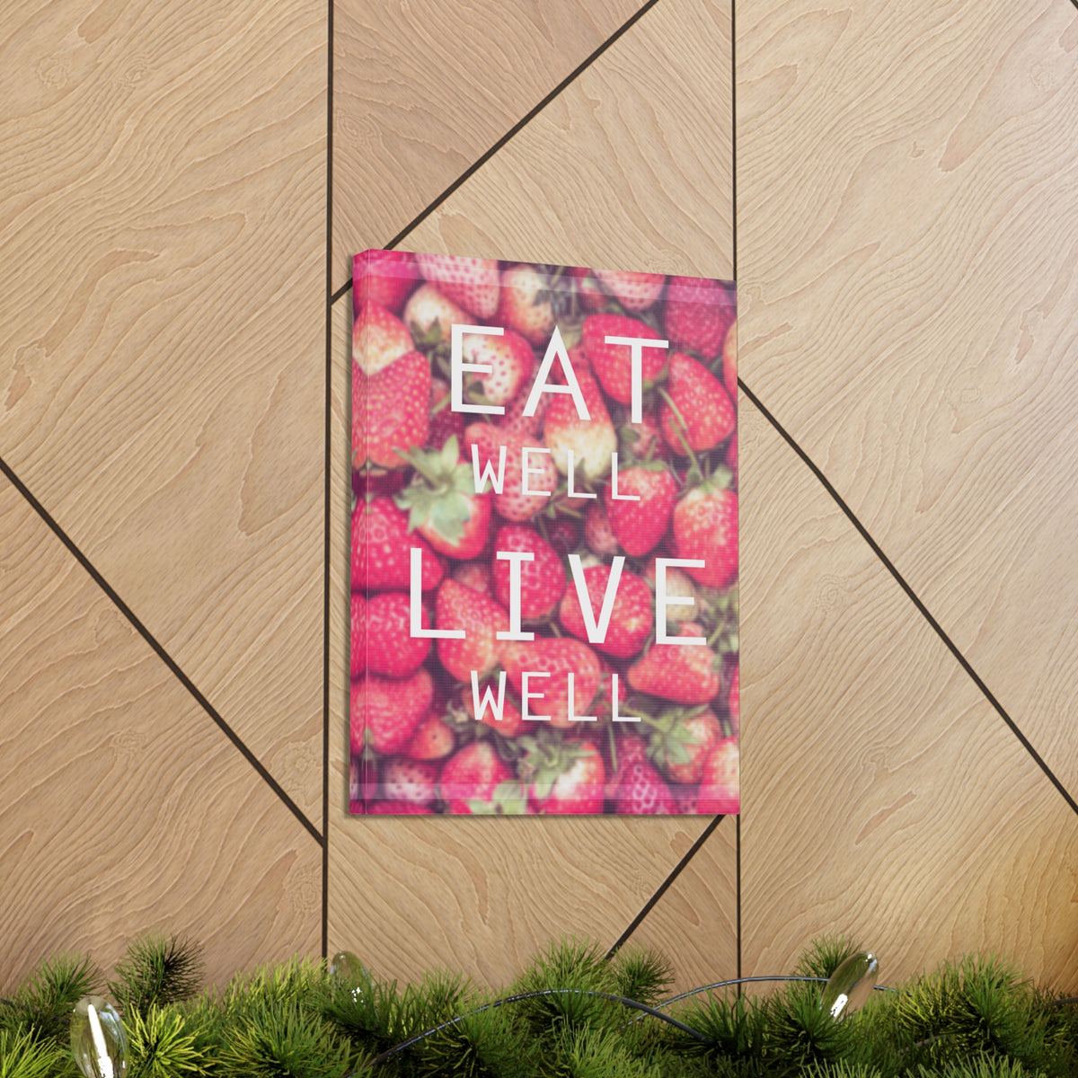 Inspirational Quote Canvas Eat Well Live Well Motivational Print Ready to Hang Artwork-Express Your Love Gifts