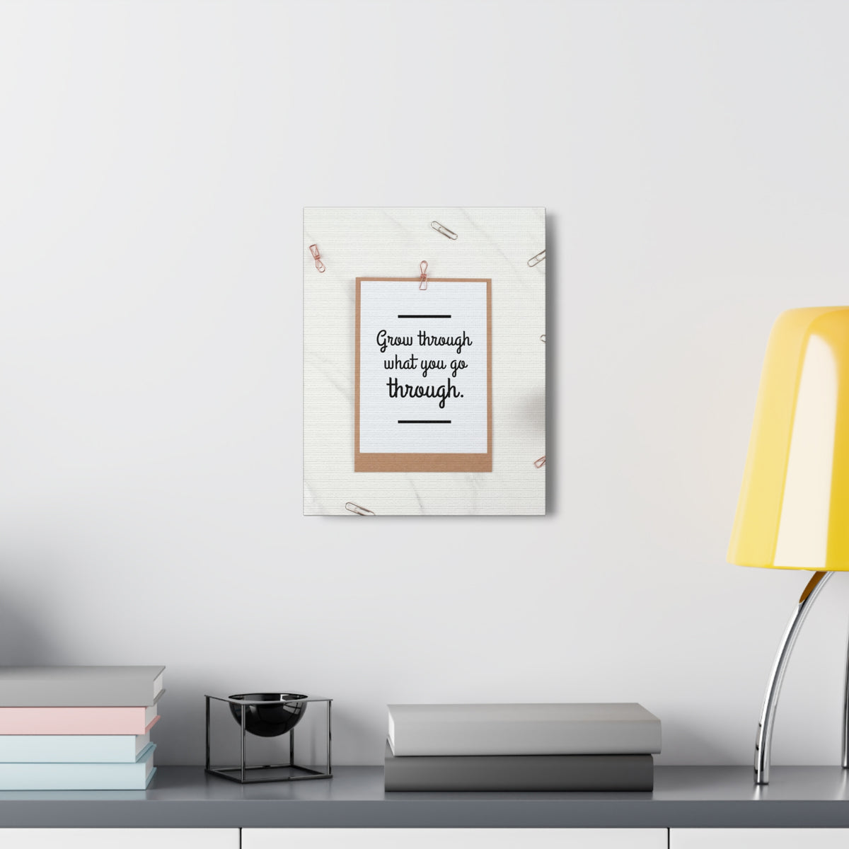 Inspirational Quote Canvas Grow Through What You Go Through Motivational Print Ready to Hang Artwork-Express Your Love Gifts