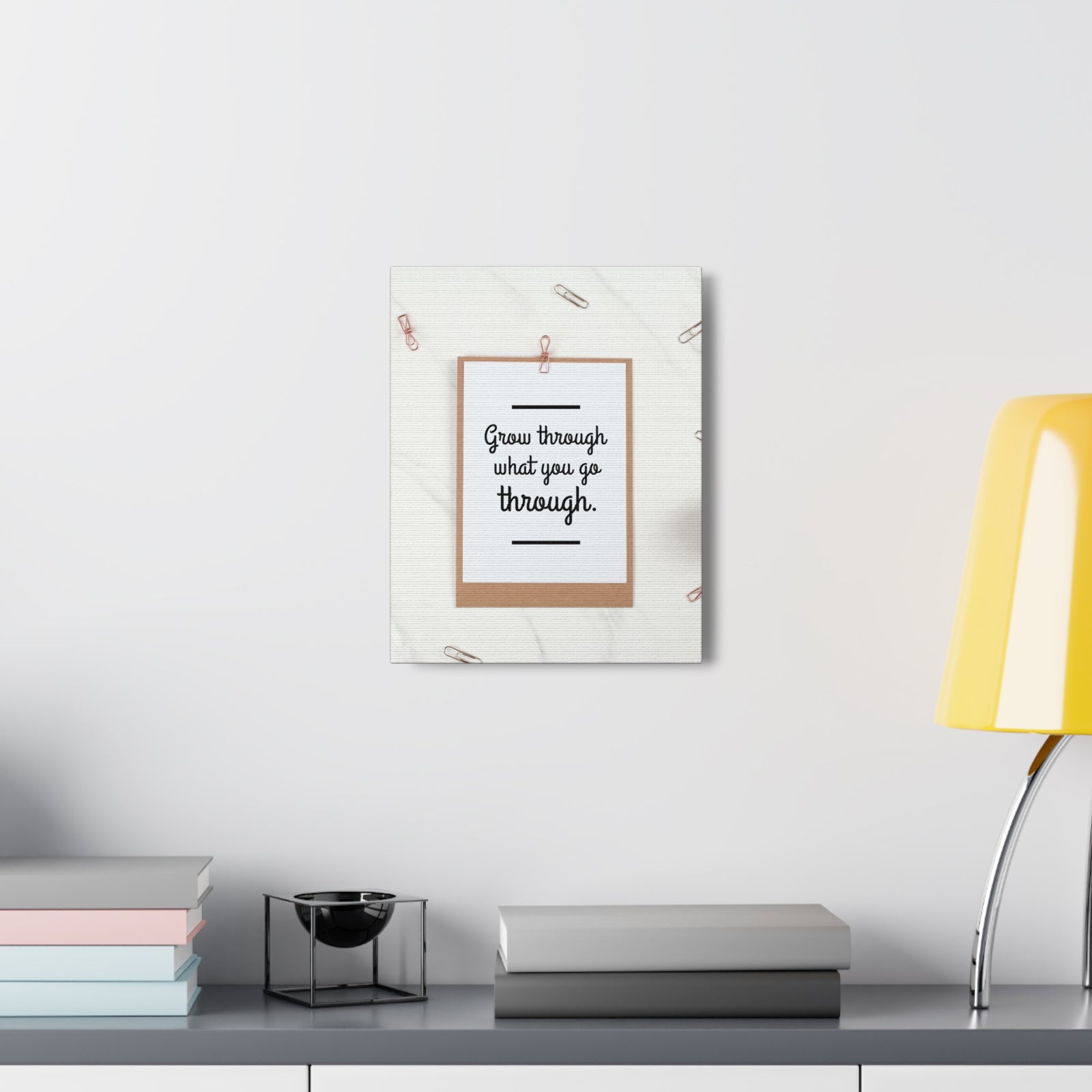 Inspirational Quote Canvas Grow Through What You Go Through Motivational Print Ready to Hang Artwork-Express Your Love Gifts