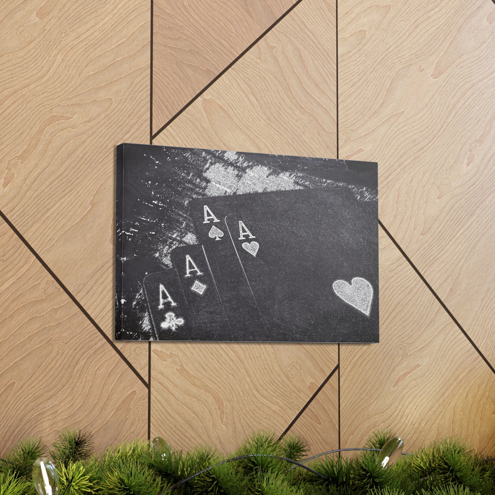 Chalkboard Playing Card Suit Ranked Playing Card Canvas Wall Art for Home Decor Ready-to-Hang-Express Your Love Gifts