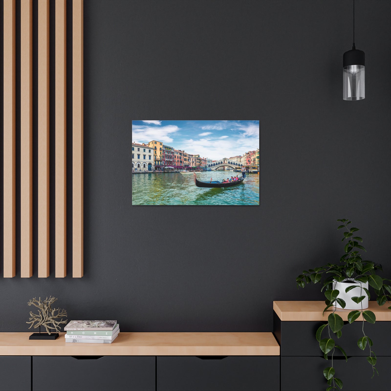 Venice Rialto Bridge Blue Sky Nature Wilderness Photography Canvas Wall Art for Home Decor Ready-to-Hang-Express Your Love Gifts
