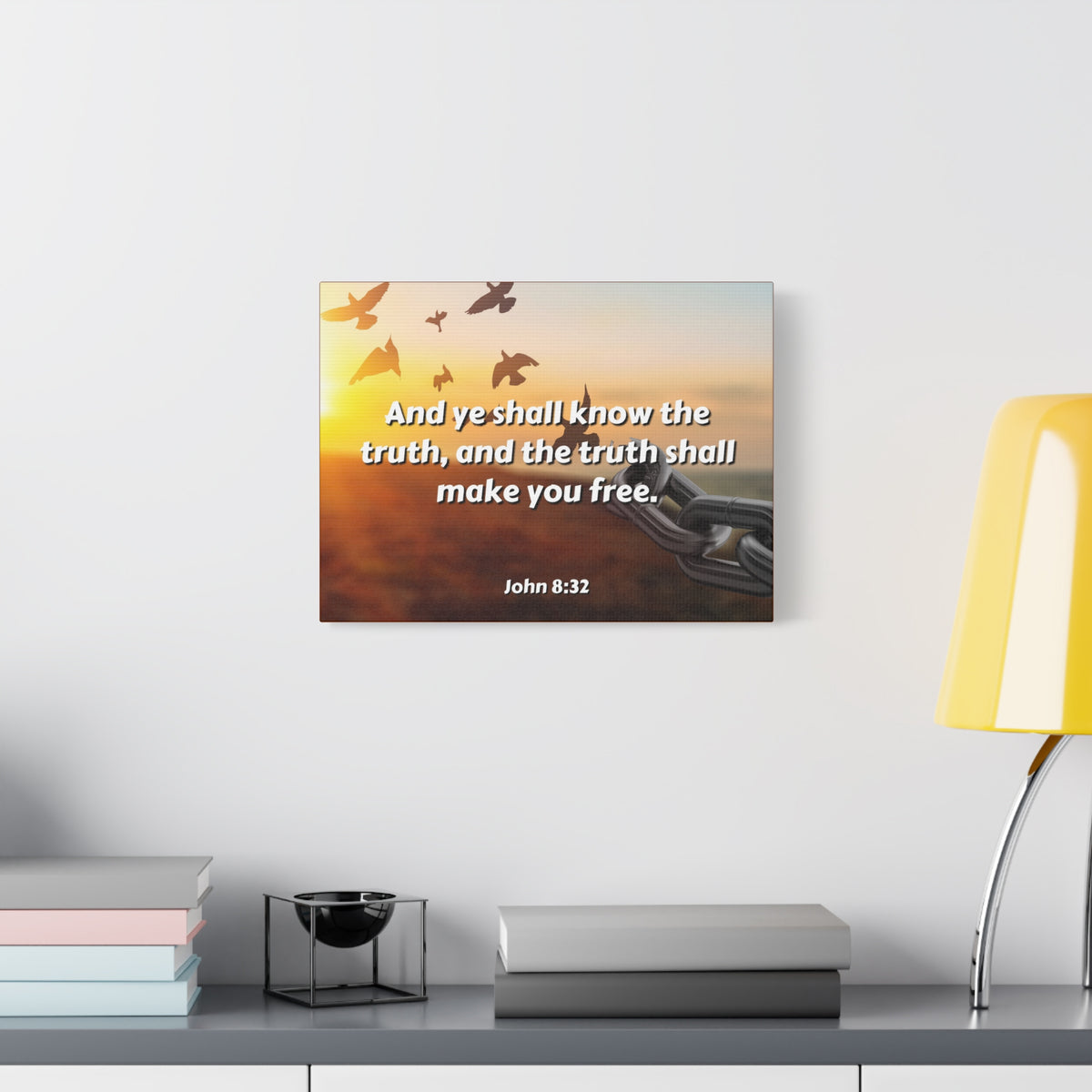 Scripture Canvas The Truth John 8:32 Christian Wall Art Bible Verse Print Ready to Hang-Express Your Love Gifts