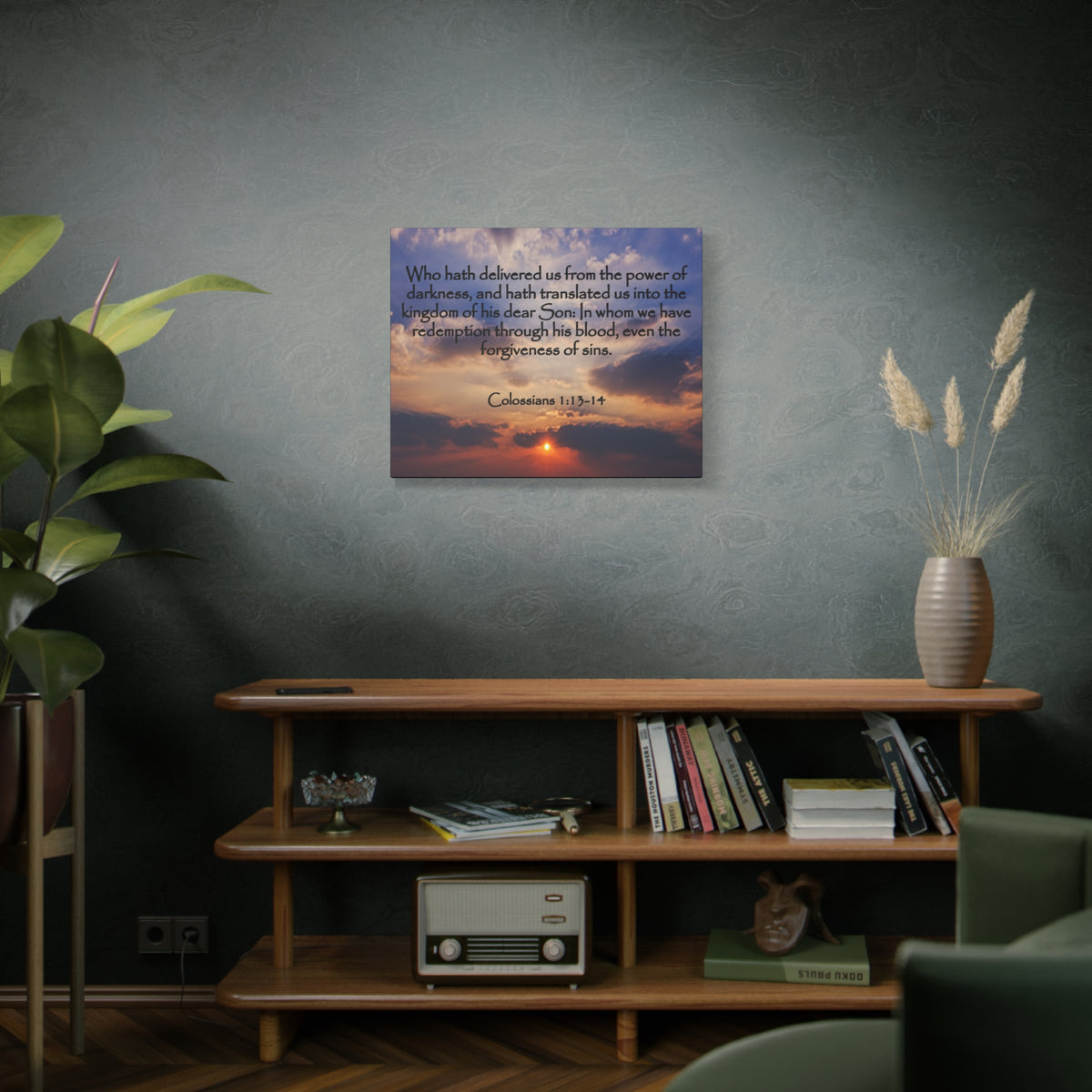 Bible Verse Canvas Into The Kingdom of His Dear Son Colossians 1:13-14 Christian Home Décor Wall Art Scripture Ready to Hang Faith Print-Express Your Love Gifts