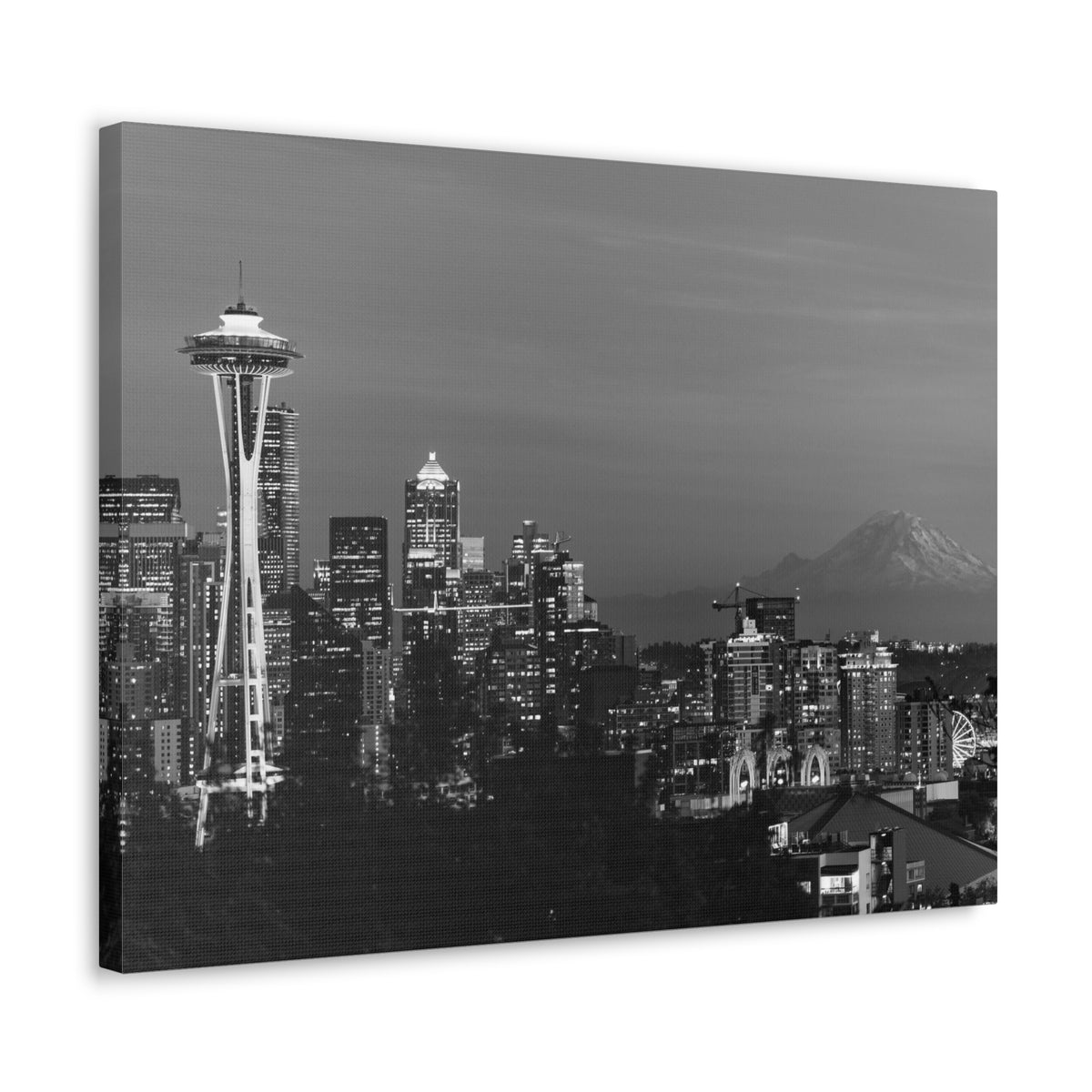Seattle Black And White Skyline Canvas Artwork High-Quality Breathtaking Stunning Cityscape for Home Decor Ready to Hang-Express Your Love Gifts