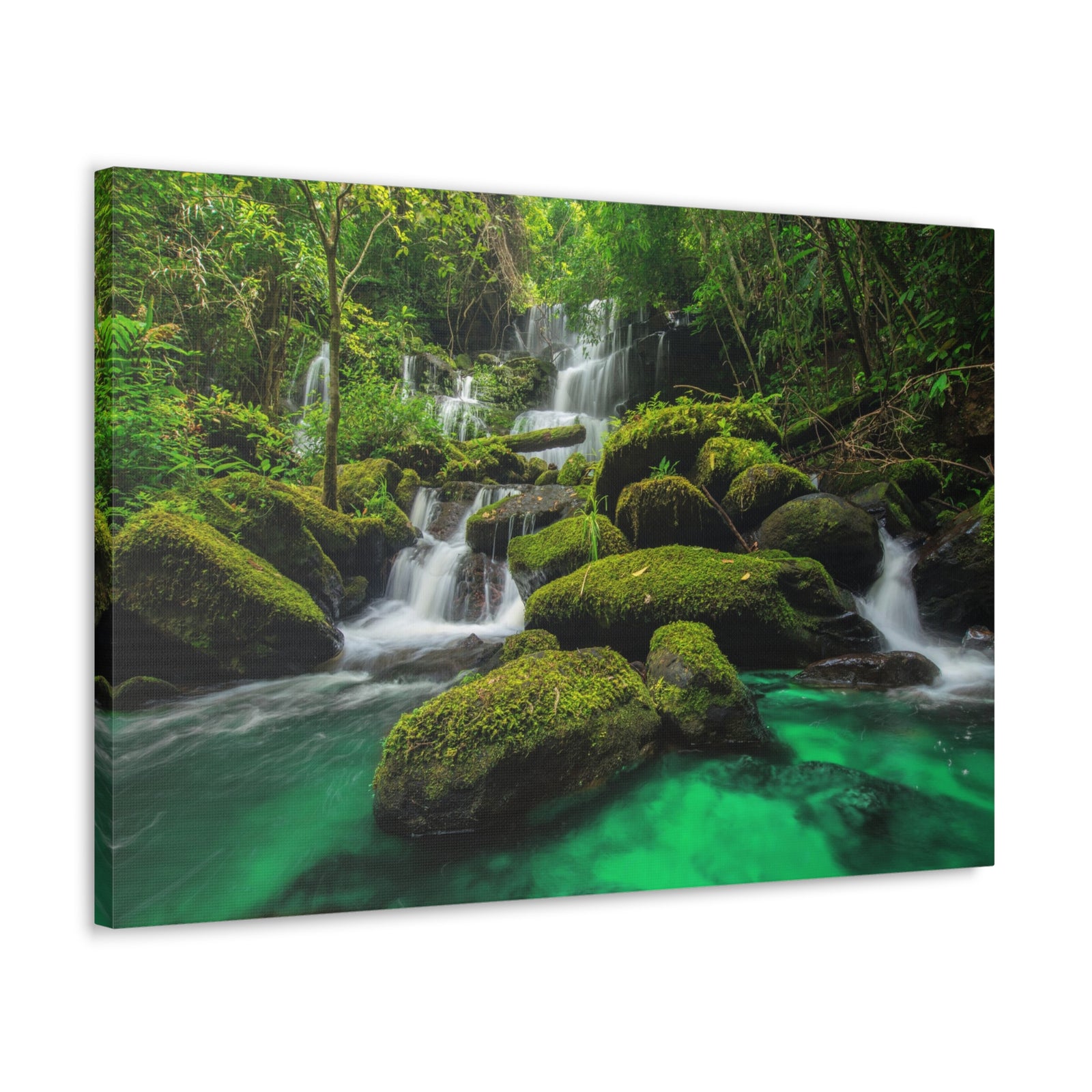 Jungle Waterfall In Thailand Modern Multicolor Scenic Nature Photography Canvas Home Office Decor Ready to Hang-Express Your Love Gifts