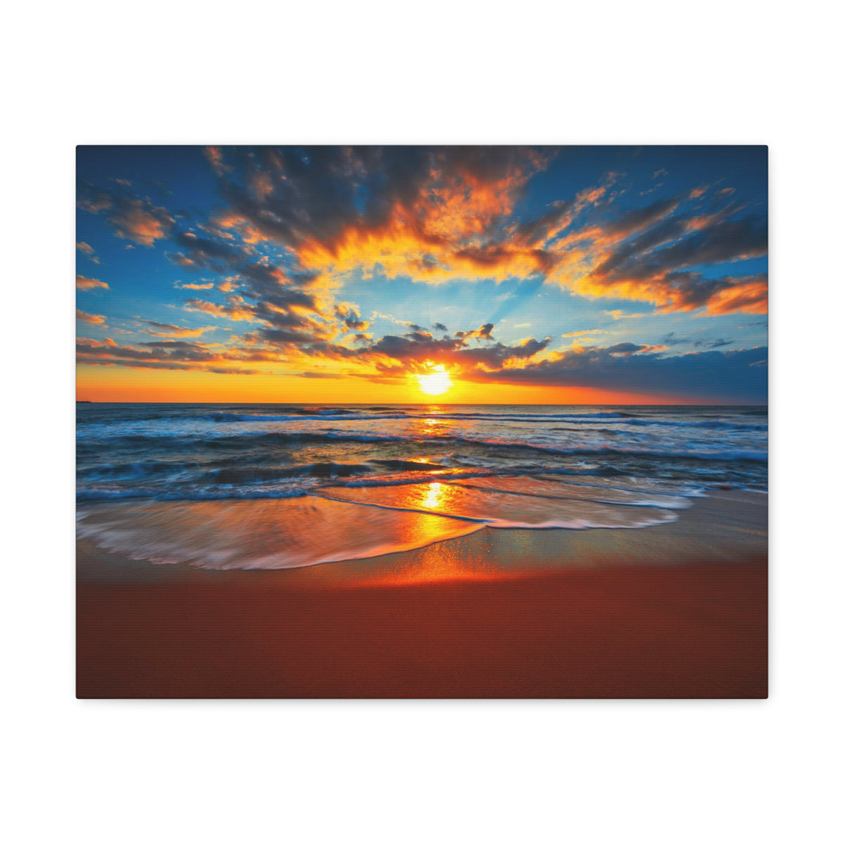 Sunrise On The Beach Ocean Canvas Wall Art for Home Decor Ready-to-Hang-Express Your Love Gifts