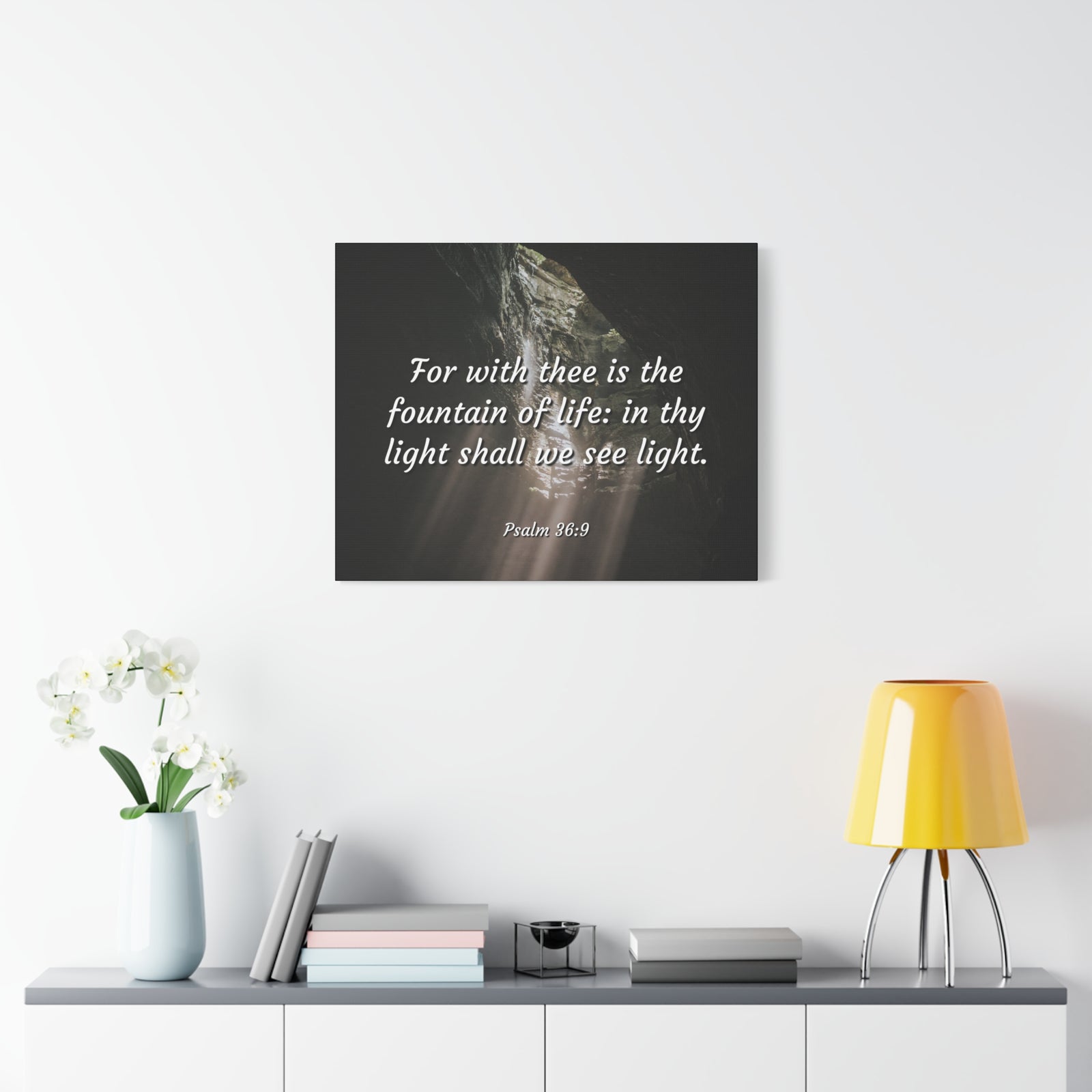 Scripture Canvas Fountain Of Life Psalms 36:9 Christian Wall Art Bible Verse Print Ready to Hang-Express Your Love Gifts