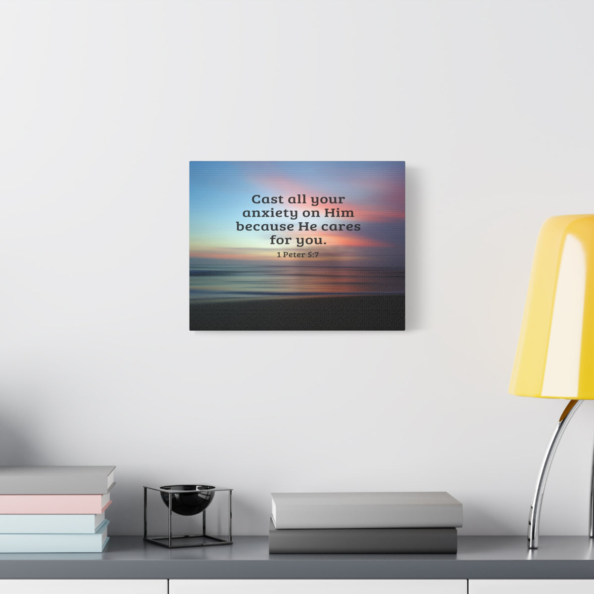 Scripture Walls He Cares For You 1 Peter 5:7 Bible Verse Canvas Christian Wall Art Ready to Hang-Express Your Love Gifts