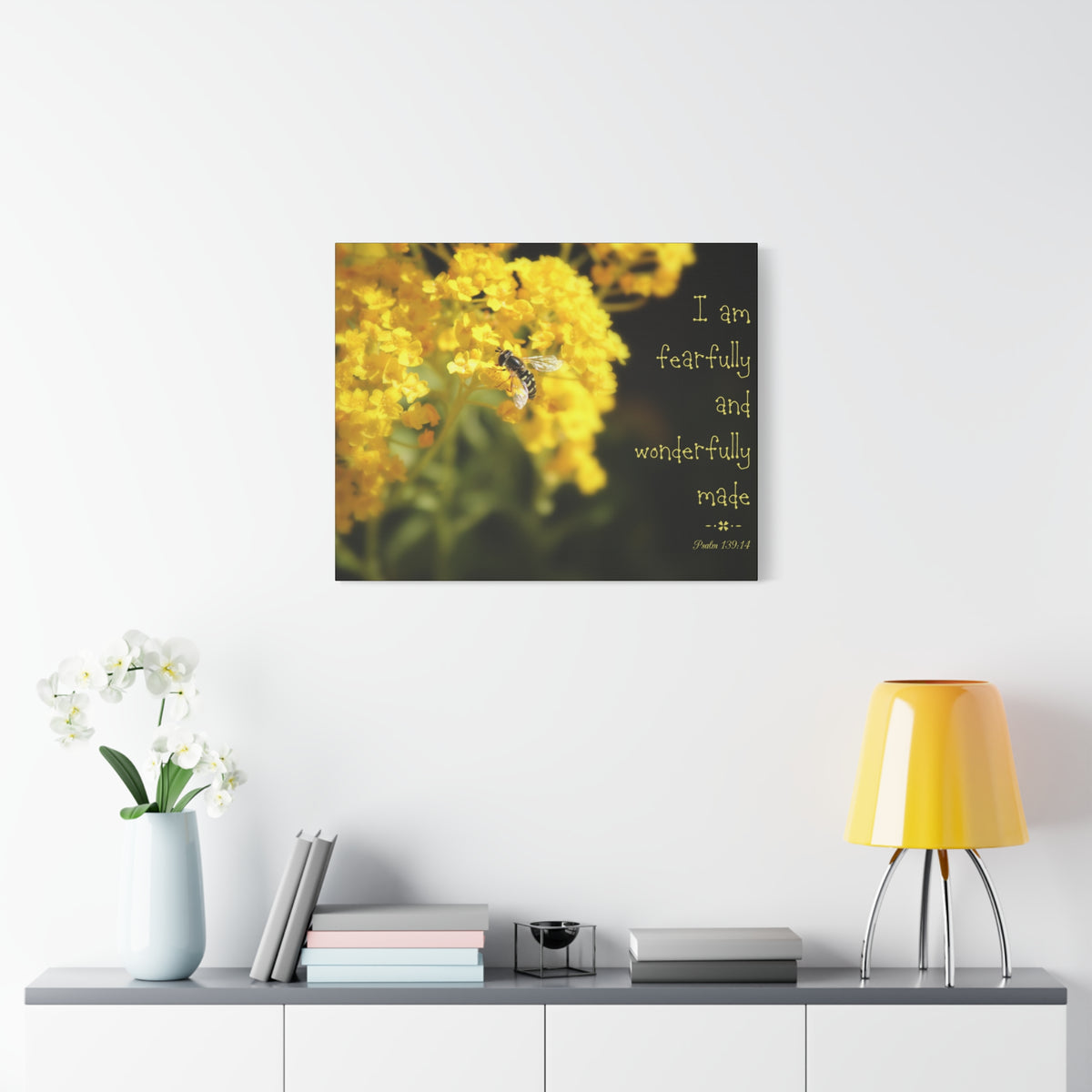 Scripture Walls Wonderfully Made Psalm 139:14 Bee Bible Verse Canvas Christian Wall Art Ready to Hang-Express Your Love Gifts