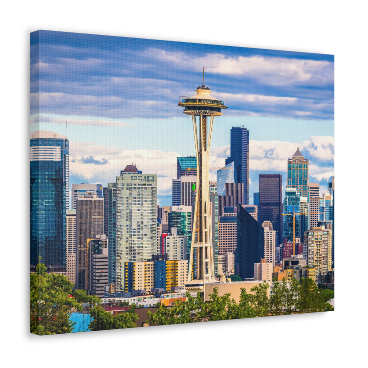 Seattle Daytime Skyline Canvas Artwork High-Quality Breathtaking Stunning Cityscape for Home Decor Ready to Hang-Express Your Love Gifts