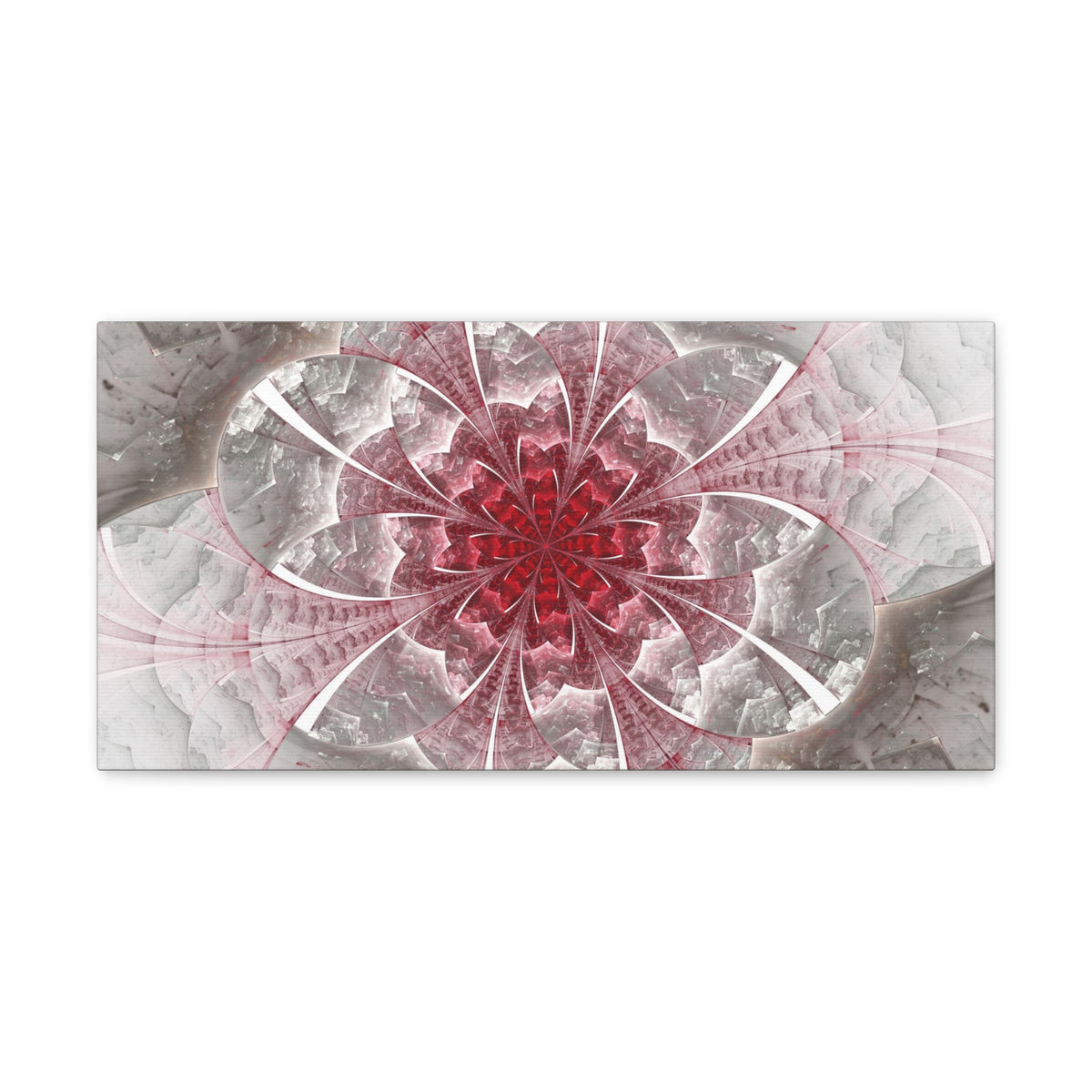 Fractal Flower In Red Stained Glass Canvas Wall Art for Home Decor Ready-to-Hang-Express Your Love Gifts