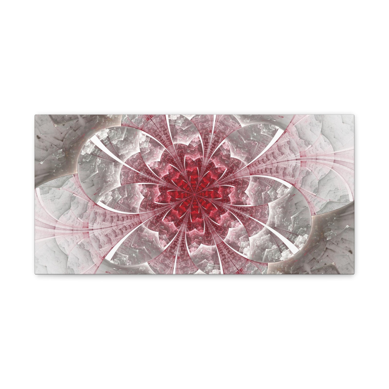 Fractal Flower In Red Stained Glass Canvas Wall Art for Home Decor Ready-to-Hang-Express Your Love Gifts