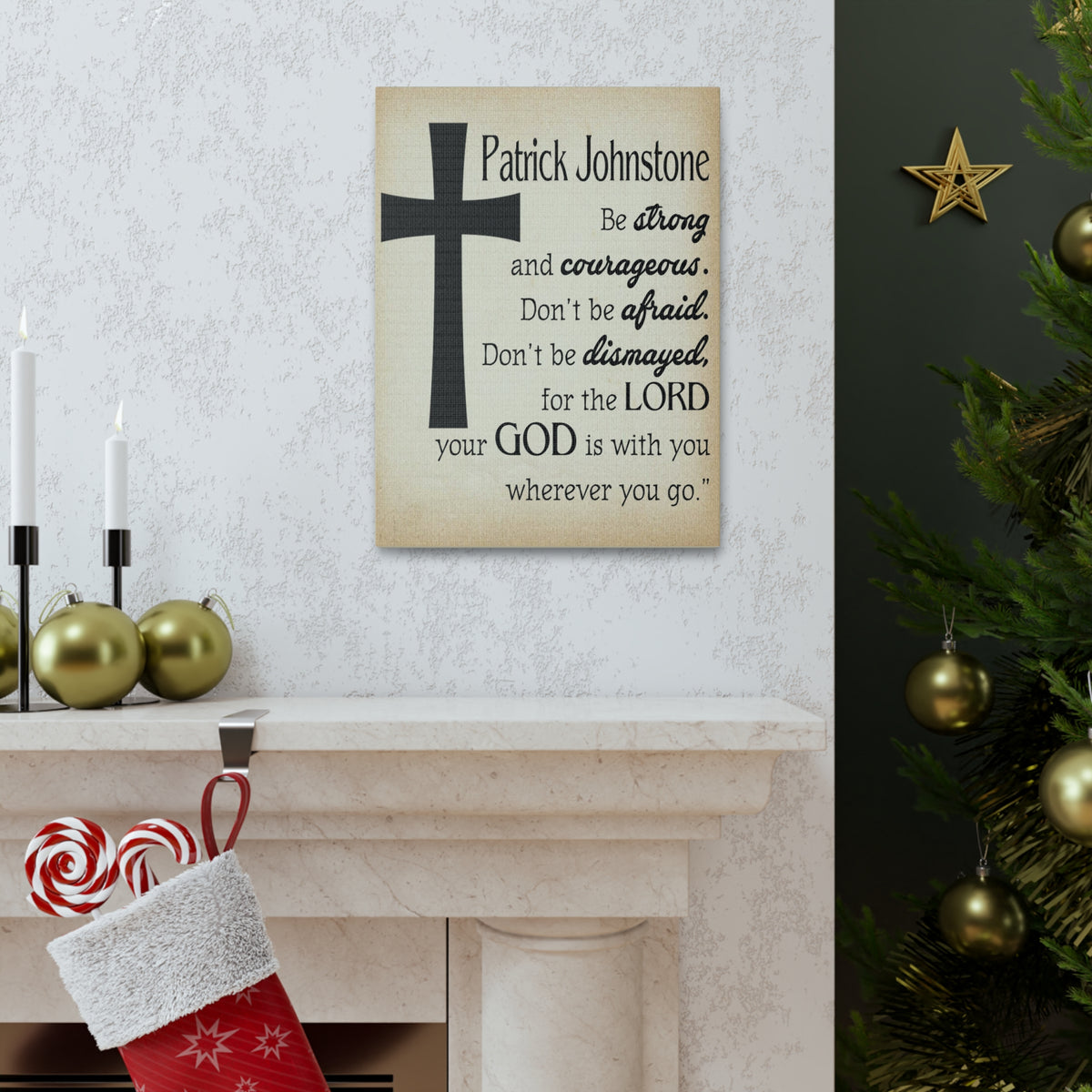 Scripture Walls Personalized Joshua 1:9 Cross Bible Chapter Canvas Christian Wall Art Ready to Hang-Express Your Love Gifts