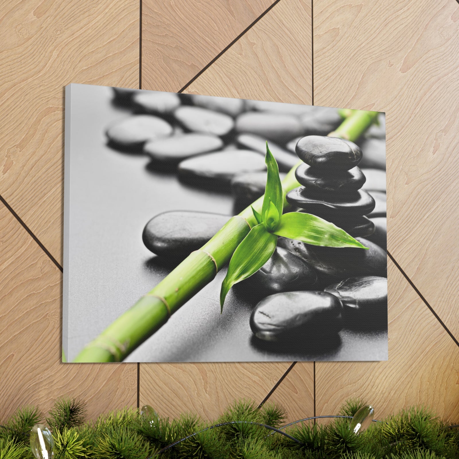 Basalt Stones on Black Forest Floral Nature Photography Canvas Wall Art for Home Decor Ready-to-Hang-Express Your Love Gifts