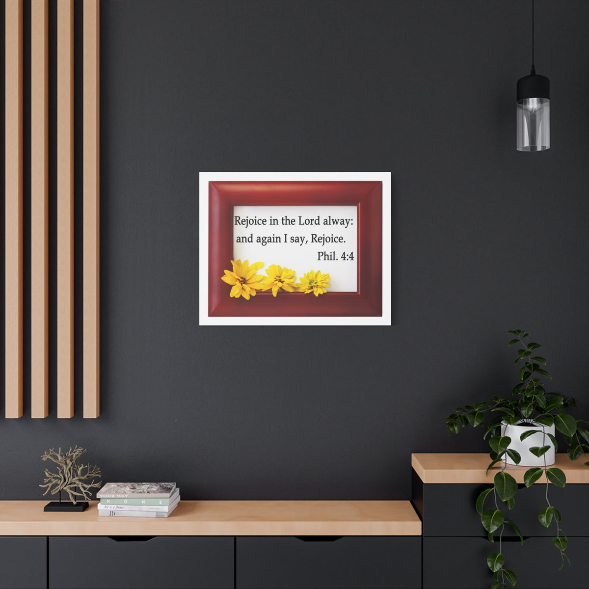 Scripture Walls Rejoice In The Lord Frame Philippians 4:4 Bible Verse Canvas Christian Wall Art Ready to Hang-Express Your Love Gifts