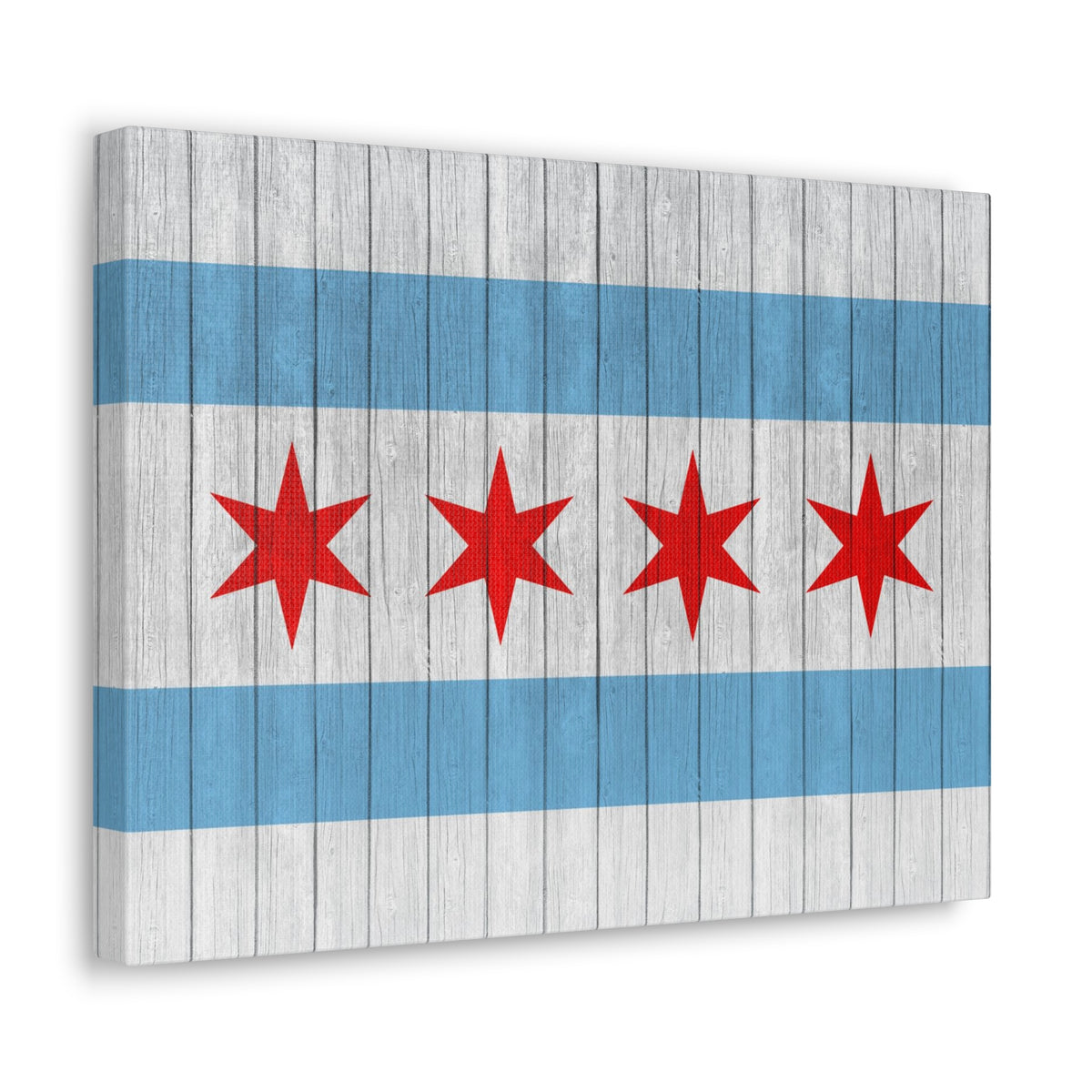 Chicago Flag On Wood Texture Canvas Wall Art for Home Decor Ready-to-Hang-Express Your Love Gifts