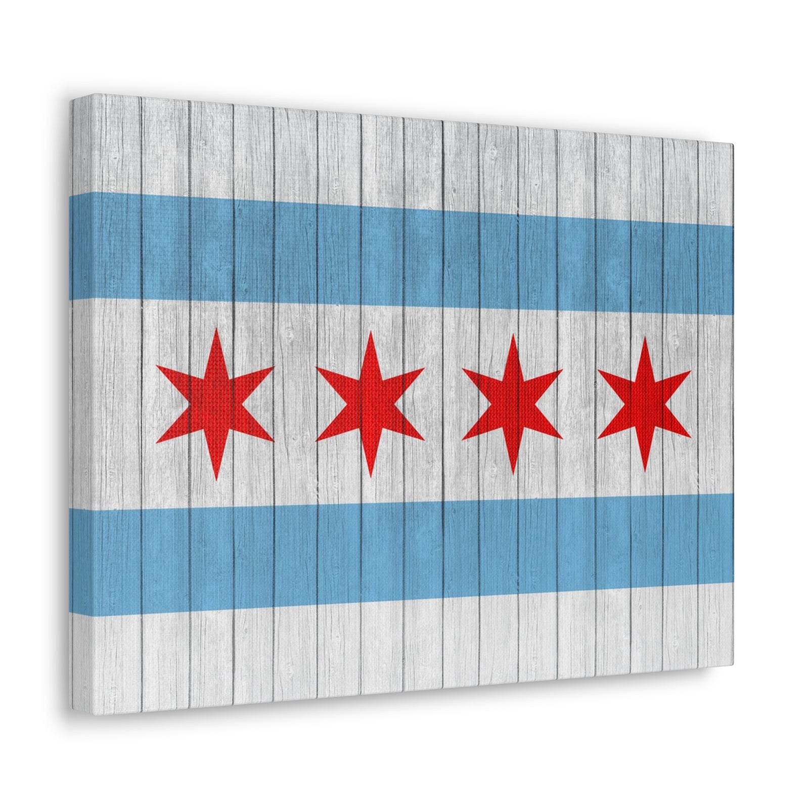 Chicago Flag On Wood Texture Canvas Wall Art for Home Decor Ready-to-Hang-Express Your Love Gifts