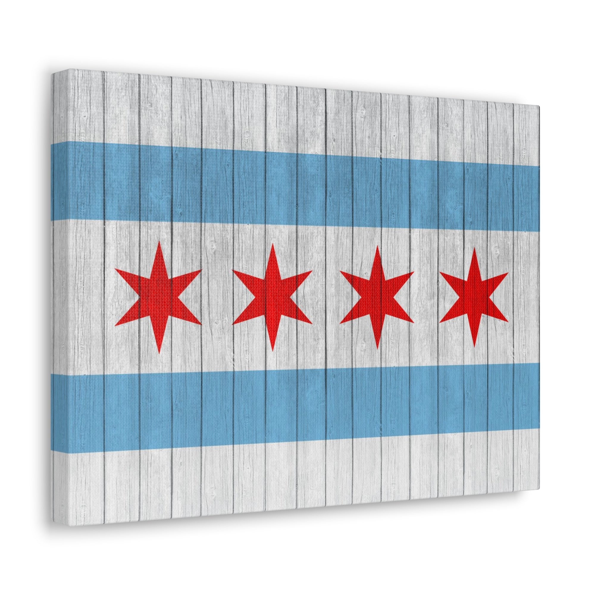 Chicago Flag On Wood Texture Canvas Wall Art for Home Decor Ready-to-Hang-Express Your Love Gifts