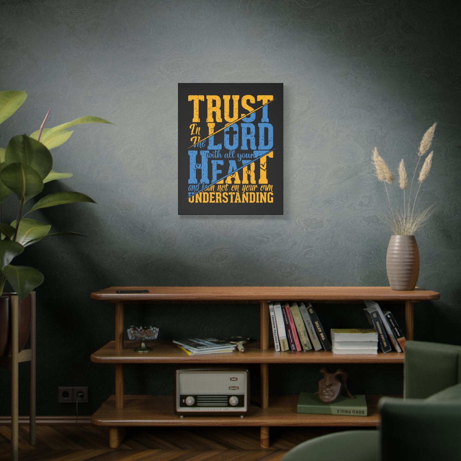 Scripture Canvas All Your Heart Psalm 23:4 Christian Wall Art Bible Verse Print Ready to Hang-Express Your Love Gifts