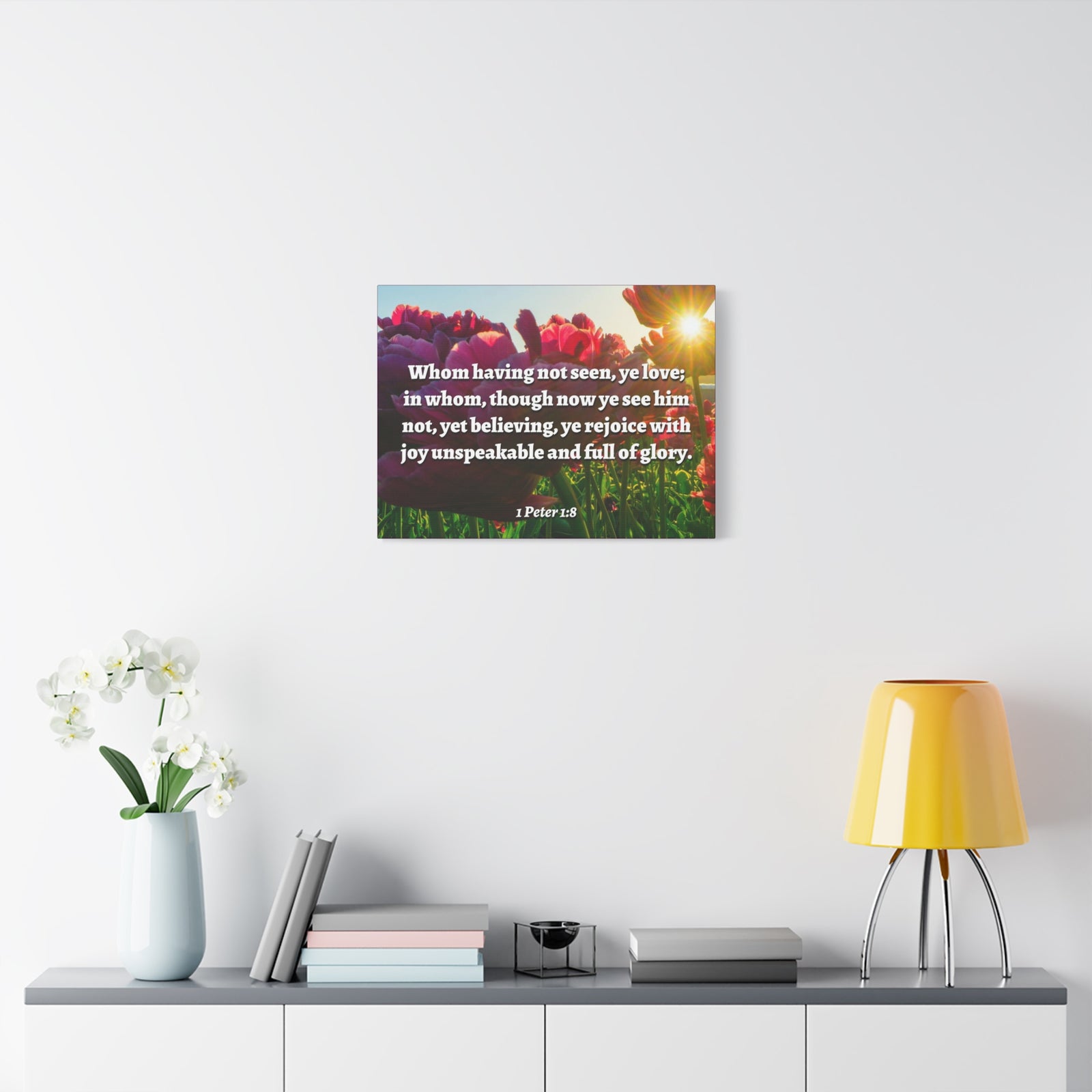 Scripture Canvas Not Seen 1 Peter 1:8 Christian Wall Art Bible Verse Print Ready to Hang-Express Your Love Gifts
