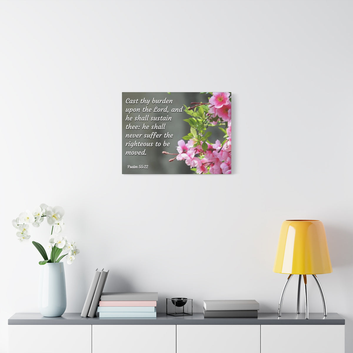 Scripture Canvas Upon The Lord Psalm 55:22 Christian Wall Art Bible Verse Print Ready to Hang-Express Your Love Gifts