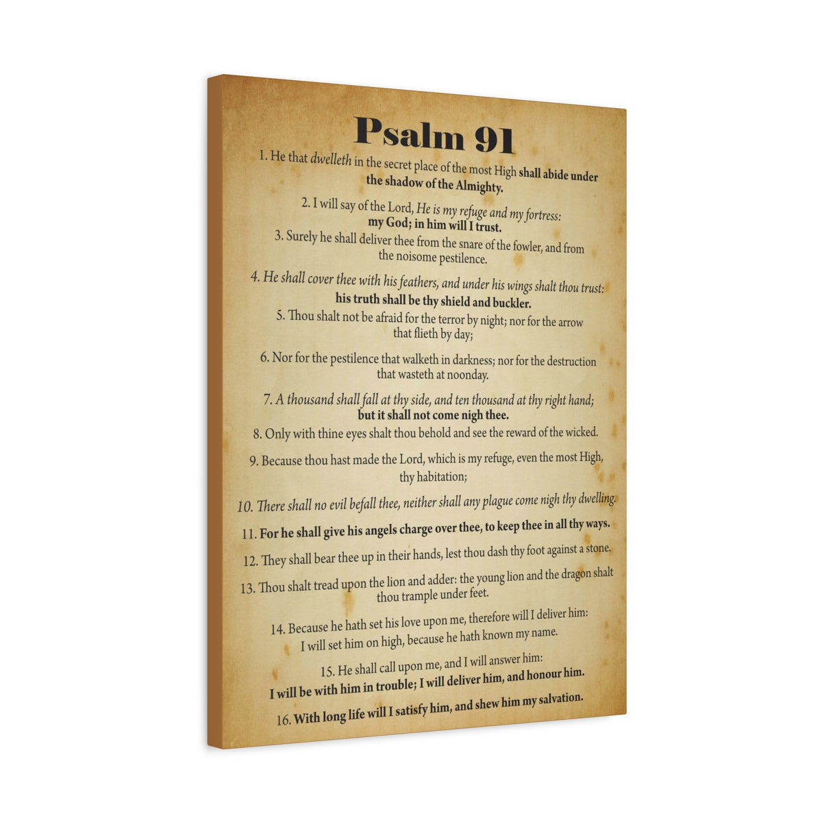 Scripture Canvas Safe In God's Hands Psalm 91 Christian Wall Art Bible Verse Print Ready to Hang-Express Your Love Gifts